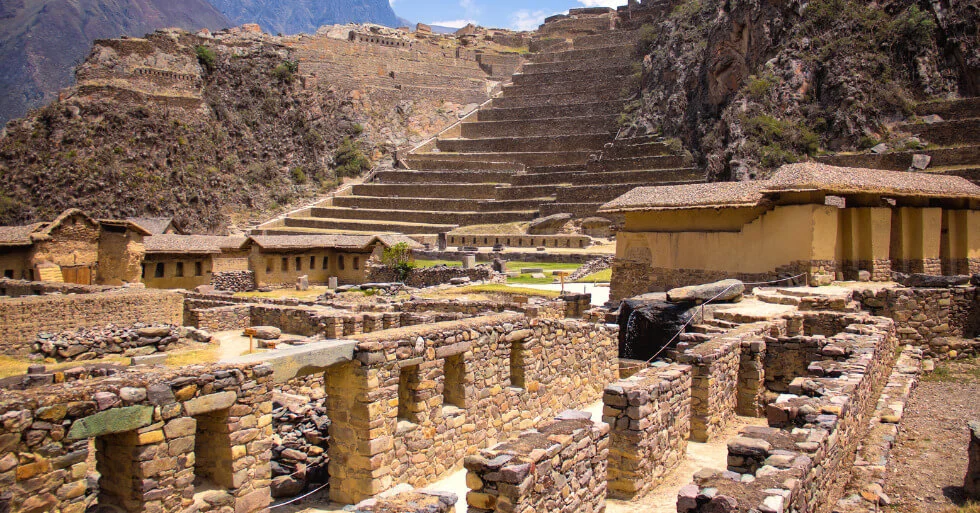 Inca terraces and ruins of Pisac, Sacred Valley, on a 5-day tour to Machu Picchu.